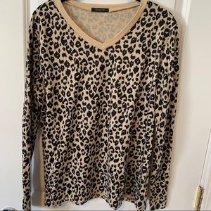 Cheetah Print Long Sleeve V-Neck